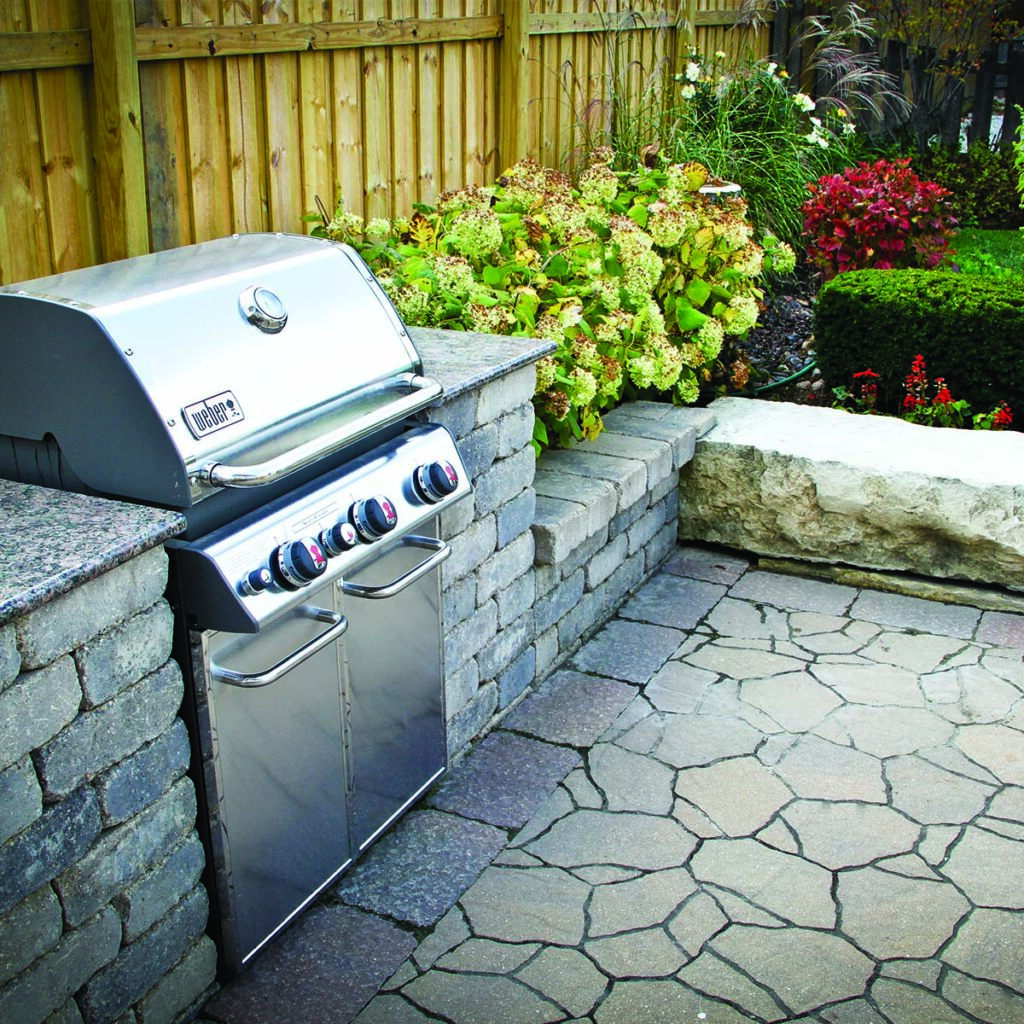 Brick patio with built in grill Brick patio with built in grill