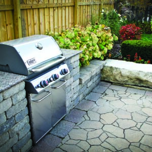 Brick patio with built in grill